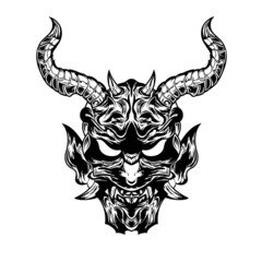 Hand drawn black and white tattoos artwork devil satan beast vector Illustration