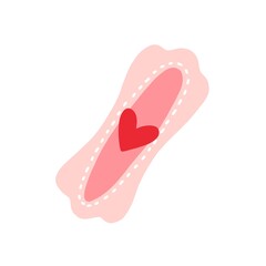 Pantyliner for feminine intimate hygiene. Women sanitary pad for daily use. Panty liner or shield for vaginal discharge. Hygienic napkin with wings. Flat vector illustration isolated on white