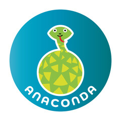 Happy Anaconda - funny cartoon animal. Children character. Simple vector illustration with dropped shadow.