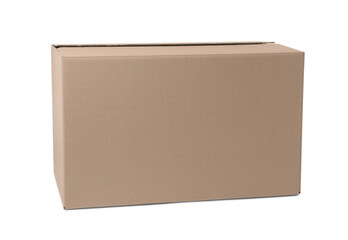 One closed cardboard box isolated on white