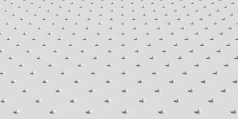 Render representaci&oacute;n vista 3D de esferas sobre un plano infinito. Imagen Abtracta.