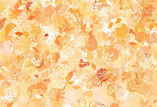 Light Orange vector doodle background with trees, branches.