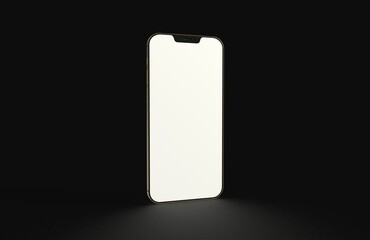 Smartphone frameless blank screen mockup template black background