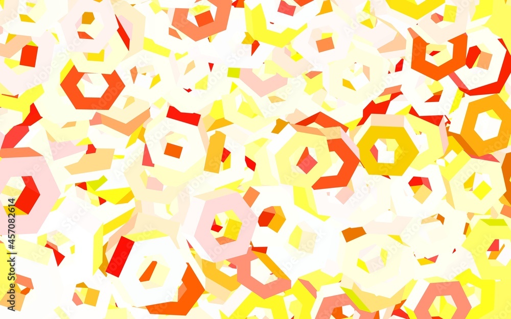 Poster Light Red, Yellow vector layout with hexagonal shapes.