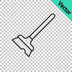 Black line Mop icon isolated on transparent background. Cleaning service concept. Vector