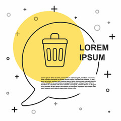 Black line Trash can icon isolated on white background. Garbage bin sign. Recycle basket icon. Office trash icon. Random dynamic shapes. Vector