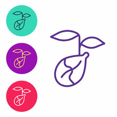 Set line Sprout icon isolated on white background. Seed and seedling. Leaves sign. Leaf nature. Set icons colorful. Vector