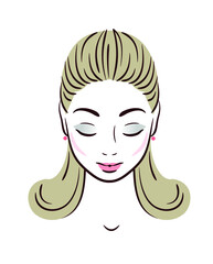 Vector girl face with makeup and hairstyle 