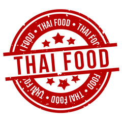 thai food badge. red round cousine stamp.