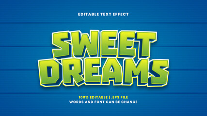 Sweet dreams editable text effect in modern 3d style