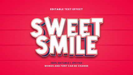 Sweet smile editable text effect in modern 3d style