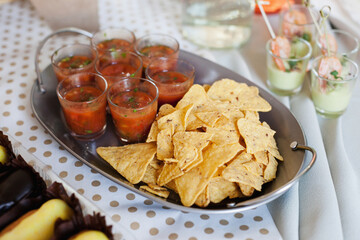 Mexican nachos chips with salsa