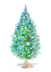 Obraz premium クリスマスツリー 水彩 イラスト