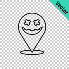 Black line Happy Halloween holiday icon isolated on transparent background. Vector