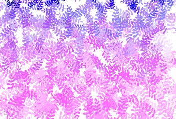 Light Purple vector doodle texture with leaves.