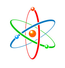 colorful stylized atom icon - obrazy, fototapety, plakaty