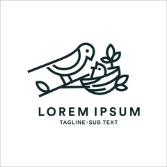 Outline bird simple minimalist design, suitable for logo and illustration