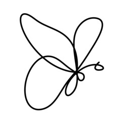 Butterfly line icon, isolated on the white. Vector