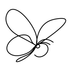 Butterfly line icon, isolated on the white. Vector