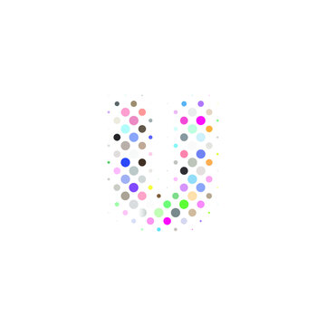 Letter U logo. Dots logo, dotted shape logotype vector design. colorful U letter logo in halftone dots style