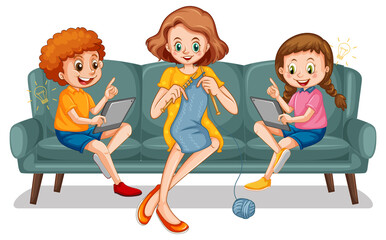 Children learning from home on electronic device