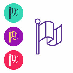 Set line Flag Italy icon isolated on white background. Set icons colorful. Vector