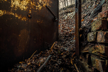 An old little bunker from the second world war near a factory
