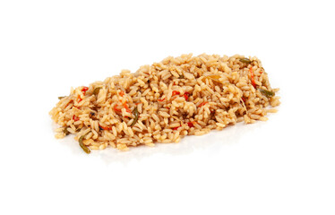 Portion of fried rice on white background. Asian food