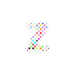 Letter Z logo. Dots logo, dotted shape logotype vector design. colorful Z letter logo in halftone dots style
