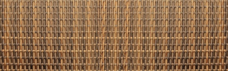 Panorama of Brown rattan wooden table top pattern and background seamless - 457086897