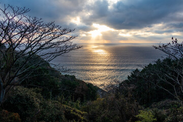 The sea shining in the setting sun