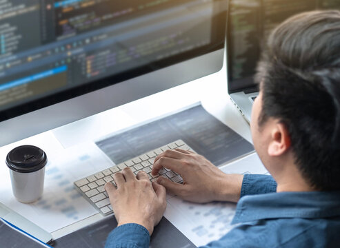 Professional Development programmer working in programming website a software and coding technology, writing codes and data code, Programming with HTML, PHP and javascript