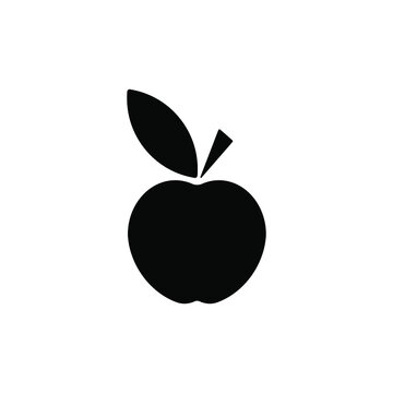 Black apple icon. Vector illustration isolated on white background.