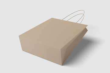 Blank Shopping Bag For Branding Mockup. 3D Render.