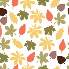 Autumn leaves seamless pattern