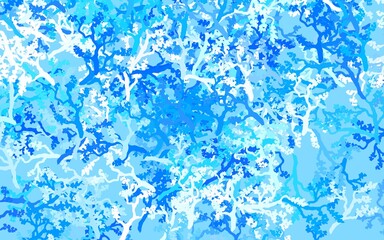 Light BLUE vector doodle pattern with leaves, branches.