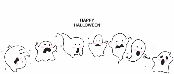 Halloween cartoon art Party poster. Carnival Background concept design