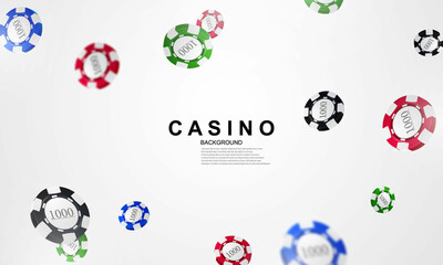 casino Online. Smartphone or mobile phone, slot machine, casino chips flying realistic tokens for gambling, cash for roulette or poker,