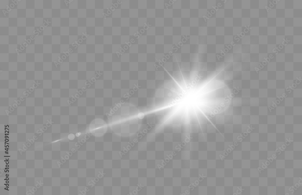 Poster lens flare vector illustration. glowing spark light effect isolated on transparent background.