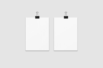 Blank Hanging Paper Set for Mockup. 3D Render.