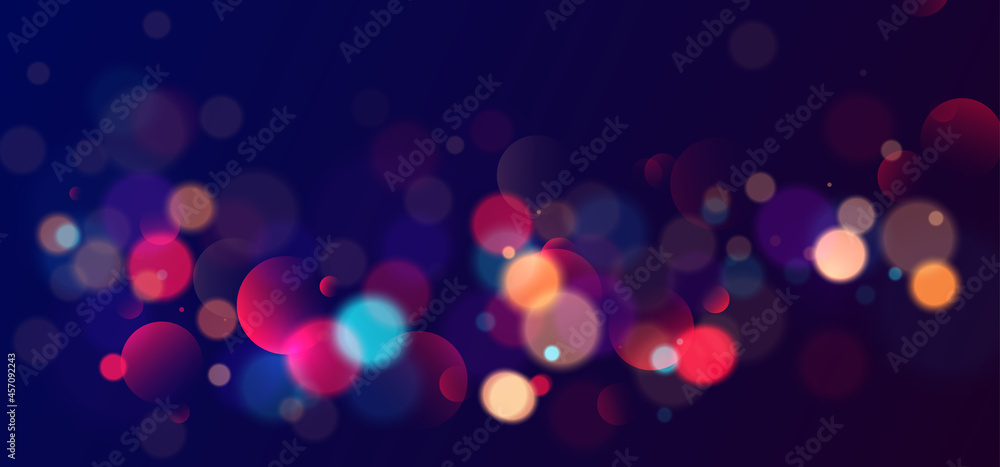 Wall mural colorful bokeh lights background. blurred circle shapes. vector illustration