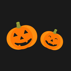 Halloween cute pumpkins on the black background