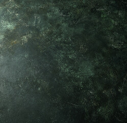 Beautiful dark green background. Panoramic abstract decorative dark background. Wide-angle rough stylized wallpaper with mystical texture with copy space for design.