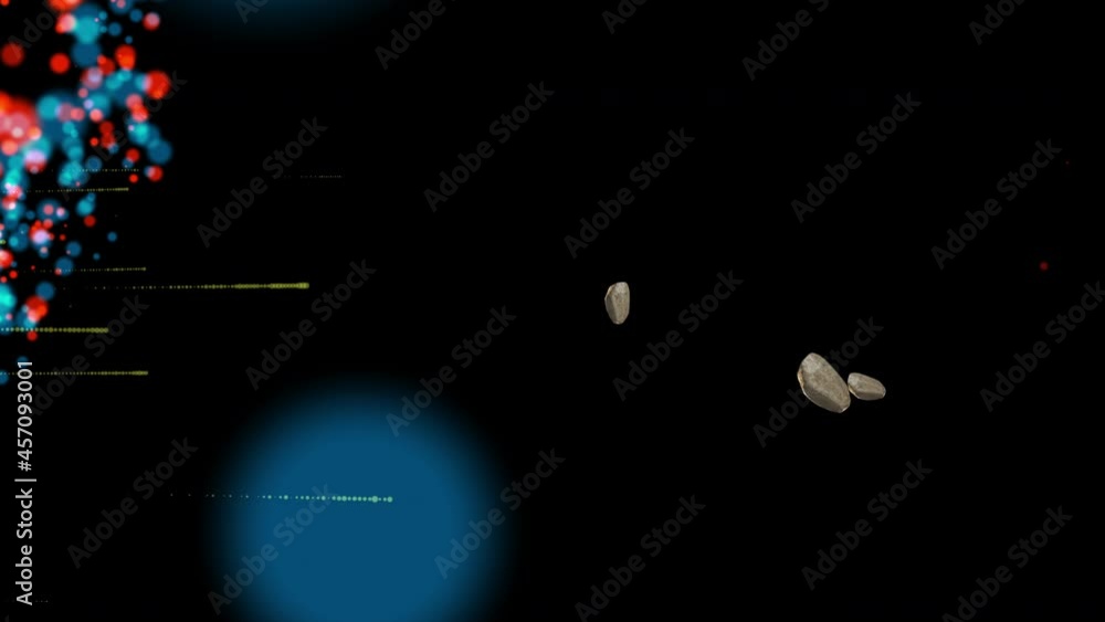 Aufkleber futuristic technological design of flying stones from a destroyed asteroid in outer space. 4k.3d. is