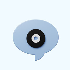 3d illustration chat bubble with disc