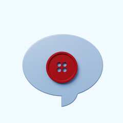 3d illustration chat bubble with button