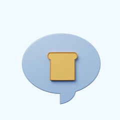 3d illustration chat bubble with bread