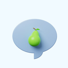 3d illustration chat bubble with avocado