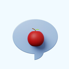 3d illustration chat bubble with apple