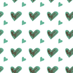 seamless pattern chocolate mint hearts vector